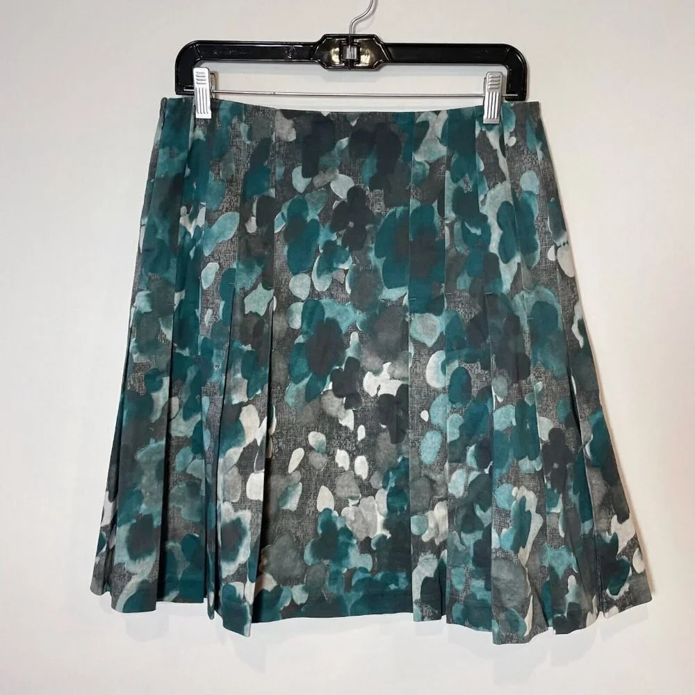 Lavia 18 Pleated A-line Skirt Womens Size EUR 42 Black‎ Green Lined Side Zip